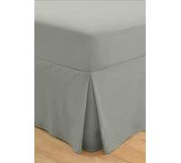 Egyptian Cotton - Valance Fitted Sheet - Box Pleated - Plain Dyed - T200 Thread - Single Size Bed - Grey