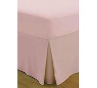 Egyptian Cotton - Valance Fitted Sheet - Box Pleated - Plain Dyed - T200 Thread - Small Double 4Ft Size Bed - Pink