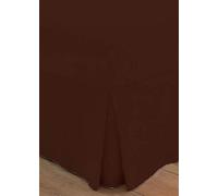 Egyptian Cotton - Valance Fitted Sheet - Box Pleated - Plain Dyed - T200 Thread - Super King Size Bed - Chocolate