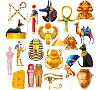 Egyptian Cupcake Toppers 48PCS Egypt Pyramid Party Decorations Ancient Egypt Theme Birthday Decorations Mummies and Sphinx Cupcake Picks for Egyptian Baby Shower Supplies
