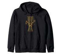Egyptian Djed Pillar Ankh Symbol Hieroglyphs Zip Hoodie