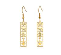 Egyptian Earrings for Women Stainless Steel Ankh Cross Eye of Horus Egyptian Symbol Dangle Earrings Amulet Jewellery (gold)