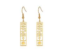 Egyptian Earrings for Women Stainless Steel Dangle Drop Earrings Ankh Cross Eye of Horus Earrings Egypt Pyramid Amulet Jewelry Gifts (Ankh-Gold)