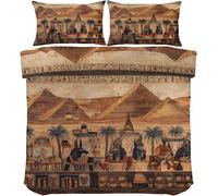 Egyptian Elements 3D Printing King Size Bedding Set Premium Ultra Soft Microfiber Exotic Duvet Cover 230x220 and 2 Pillow Cases, with Zipper Closure for Teenage in Bedroom F1661