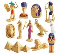 Egyptian Figurines - Ancient Egypt Architecture Model Set | 12 Piece Pyramid Sphinx Mummy Scarab Queen Decorative Cognitive Learning Toys For Kids School Projects Home Display Boys Girls