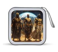Egyptian Five Men Trendy CD Case Hard Plastic Portable DVD Storage Binder Wallet for Car Home Office