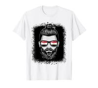 Egyptian Flag Man Bun Beard Travel Pride T-Shirt