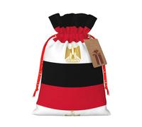 Egyptian Flag Print Christmas Burlap Gift Bag With Drawstring, Present Small Favor Pouch For Birthday Parties-S Size