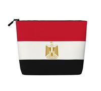 Egyptian Flag Print Cosmetic Bag for Women,Faux Linen Makeup Bag Large Capacity,Perfect for Travel Daily Use