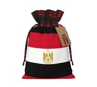 Egyptian Flag Print Festive Plaid Gift Bag, Candy Bag, Drawstring Burlap Pouch For Holiday Presents Favor-M