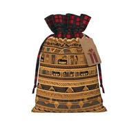 Egyptian frescoes Christmas Tree Hanging Gift Bags Jute Drawstring Sacks with, Eco-Friendly Festive Decor & Small Present Bag for Xmas Tree