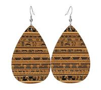 Egyptian frescoes Leather Earring Pairs Teardrop Faux Leather Earrings Set for Women Lightweight Leather Dangle Drop Earrings.