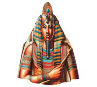 Egyptian-God-Ankh-Staff Adult Witch Hooded Cape, Halloween Costume Hooded Cloak