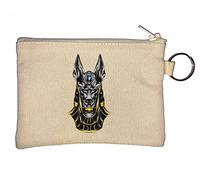Egyptian God Anubis Shadow Art Key Chain Coin Purse Beige