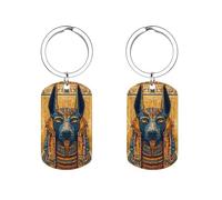 Egyptian God of Death And Justice Metal Keyring Keychain Pendant Rectangle Tags Double Sided Printed Signs Gifts