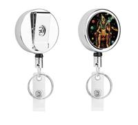 Egyptian God on Throne Cute Retractable Metal ID Badge Holder Reel Clip Keychain for Office Work