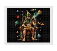 Egyptian God on Throne Funny Diamond Art Kits for Adults Round Full Drill Picture Home Wall Decor