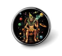 Egyptian God on Throne Round Lapel Pin Button Brooch Tie Badge Elegant Hat Clothing Jewelry Accessories