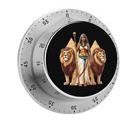 Egyptian Goddess Bastet Lion Kitchen Timers for Cooking 60 Minute Magnetic Mechanical Timer Loud Alarm Clock