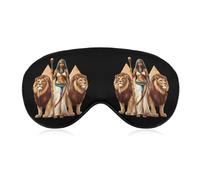 Egyptian Goddess Bastet Lion Sleep Mask Eye Cover for Sleeping Men Women Light Blocking Travel Blindfold