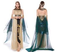 Egyptian Goddess Costume with Cape Collar Halloween Cleopatra Outfit