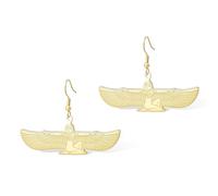 Egyptian Goddess Isis Wing Earrings Stainless Steel Ancient Egypt Mythology Dangle Drop Earrings Unique Boho Ethnic Jewelry for Women Spiritual Protection Symbol Gift