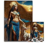 Egyptian Goddess Isis with Bull Jigsaw Puzzles for Adults 1000 Piece Wooden Jigsaw Puzzles for Adults Interactive Family Game DIY Home Decor Brain Teaser Gift 1000 PCS(75x50cm)