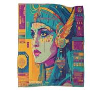 Egyptian Goddess Oil Painting Art Style Pattern Blanket Ancient Egyptian Symbols Novel Design Dormitory Soft Comfortable Fluffy Bedding Four Seasons 60x80inch(150x200cm)