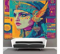 Egyptian Goddess Oil Painting Art Style Tapestry Wall Hanging Ancient Egyptian Symbols Wall Art for Living Room Bedroom Dorm 100cmx150cm