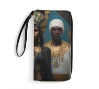 Egyptian Goddesses Epic Wristlet Wallets for Men Women Leather Long Wallet Credit Card Clutch with Cord