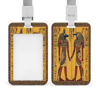 Egyptian Gods Anu nd Horuses Africa Badge Holder Personalized ID Name Tag Vertical Work Badge Clip with Lanyard for Women Men