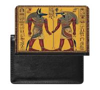 Egyptian Gods Anubis and Horuses Africa Passport Holder for Travel PU Leather Passport Protector Cover Passport Wallet