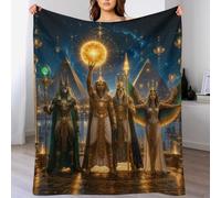 Egyptian Gods Pantheon Throw Blanket Warm Flannel Couch Bed Comfort 55x70in | Soft Blanket, Sun God Ra, for reading and living room, daily relaxation and gentle warmth, 138x175cm(55x70in)