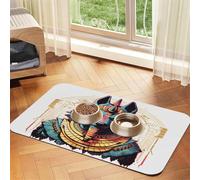 Egyptian Gods Pet Food Mat 17.2x11.81in Absorbent Non-Slip PU Leather Feeding Mat for Dogs Cats Rubber Bottom Fast Drying Rollable Pet Bowl Placemat