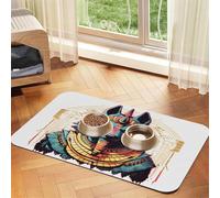 Egyptian Gods Pet Food Mat 23.62x15.71in Absorbent Non-Slip PU Leather Feeding Mat for Dogs Cats Rubber Bottom Fast Drying Rollable Pet Bowl Placemat