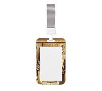 Egyptian-Gods-Pharaohs Abs Vertical Id Badge Holder, Name Badge with Clear Scanning Film