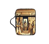 Egyptian-Gods-Pharaohs Bible Cover Case with Handle, Water-Resistant Oxford Fabric Bible Bag Organizer with Zipper Pockets for Church