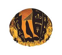 Egyptian Gods Waterproof Shower Cap,Elastic Bathing Hair Cap Environmental Protection Hair Bath Caps, Double WaterproofBathing Shower Hat