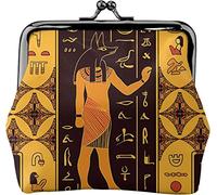 Egyptian Gods Women's Leather Coin Purse, Small Change Pouch with Kiss-Lock Clasp Closure Buckle Wallet for Girl Gift