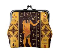 Egyptian Gods Women's Leather Coin Purse, Small Change Pouch with Kiss-Lock Clasp Closure Buckle Wallet for Girl Gift