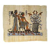 Egyptian Hand-Made Papyrus Painting - Royalty cruising the Nile, P2H21