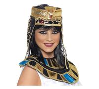 Smiffys Egyptian Headpiece, Gold with Snake Design, Legends & Myths Fancy Dress, Adult Dress Up Hats Halloween