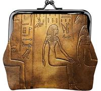 Egyptian Hieroglyphics Old Texts Women's Leather Coin Purse, Small Change Pouch with Kiss-Lock Clasp Closure Buckle Wallet for Girl Gift