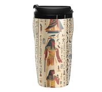Egyptian Hieroglyphs and Pharaohs Plastic Coffee Cup Travel Mug Double Walled Leakproof Tumbler with Lid for Home Office 250ml