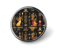 Egyptian Hieroglyphs And Pharaohs Round Brooch Pins Badge Printed Button Tie Lapel Backpack Pin Decoration for Women Men