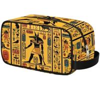 Egyptian Hieroglyphs Pattern Toiletry Bag for Travel, Cosmetic Makeup Bag Waterproof Polyester Shaving Bag for Men Women Kids, Portable Organizer for Bathroom Gym Vacation