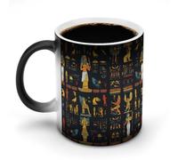 Egyptian Hieroglyphs Pharaohs Pattern Funny Ceramic Mug with Handle Heat Sensitive Coffee Mugs Magic Discoloration Cup