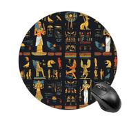 Egyptian Hieroglyphs Pharaohs Pattern Round Mouse Pad Anti-Slip Waterproof Rubber Cute Computer Mat for Office Home Gaming Laptop