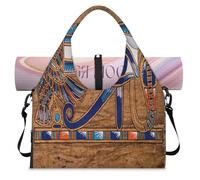 Egyptian Horus Eye Sports Duffle Bag with Shoe Compartment Egyptian Papyrus Weekend Overnight Bags Tote Cabin Luggage Bag for Gym Yoga Travel