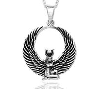 Egyptian Isis Wing Goddess Pendant Necklace,Solid 925 Sterling Silver - KIMNKIM E9-2 (16 Inches)